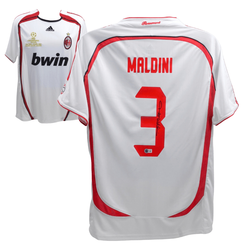 Paolo Maldini Signed AC Milan UCL Final Soccer Jersey #3 – BECKETT COA