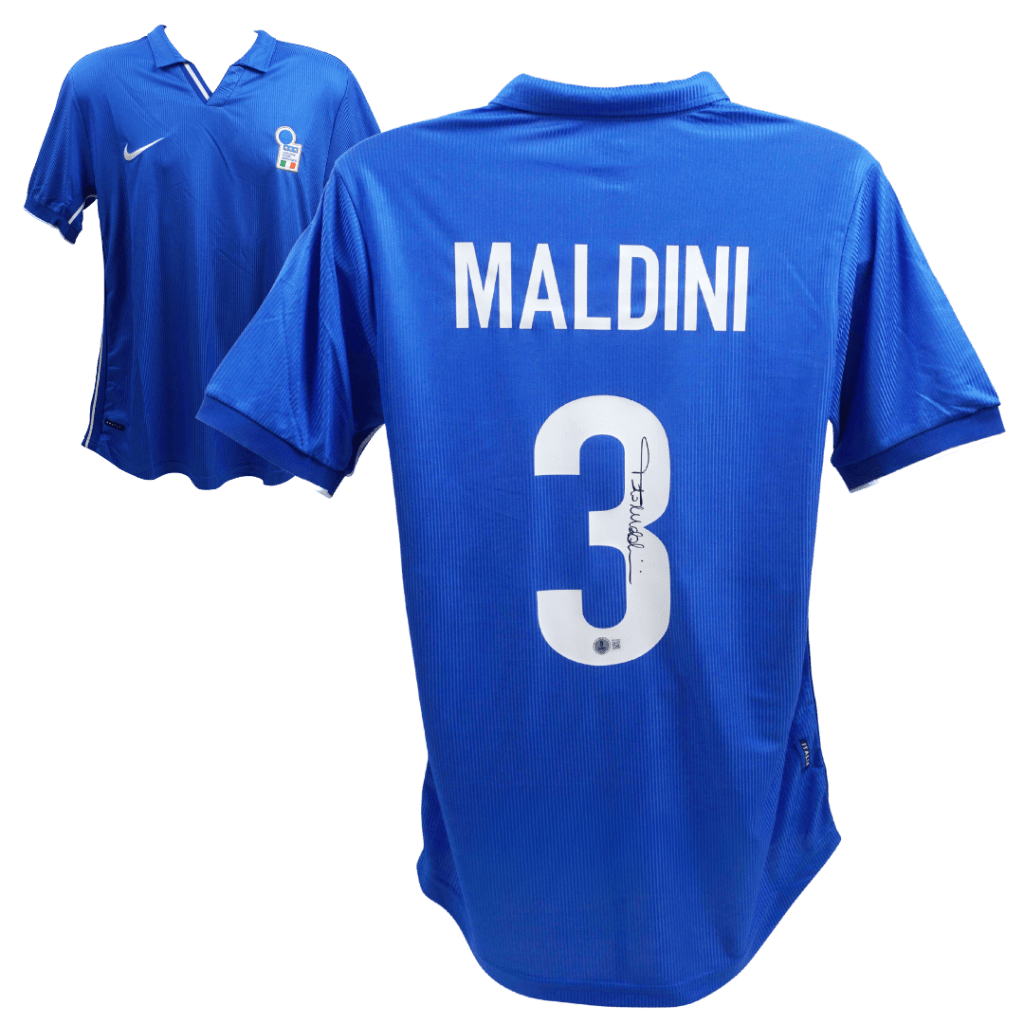 Paolo Maldini Signed Italy National Home Soccer Jersey #3 – BECKETT COA