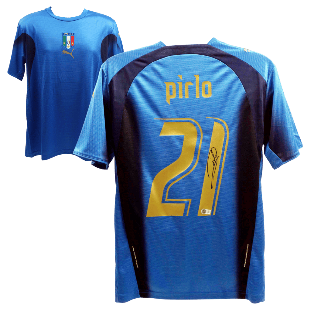 Andrea Pirlo Signed Italy National Home Soccer Jersey #21 – BECKETT COA