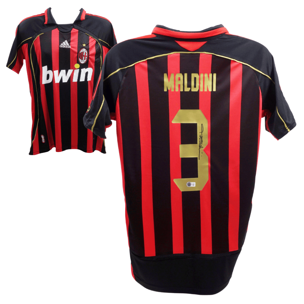 Paolo Maldini Signed AC Milan Home Soccer Jersey #3 – BECKETT COA