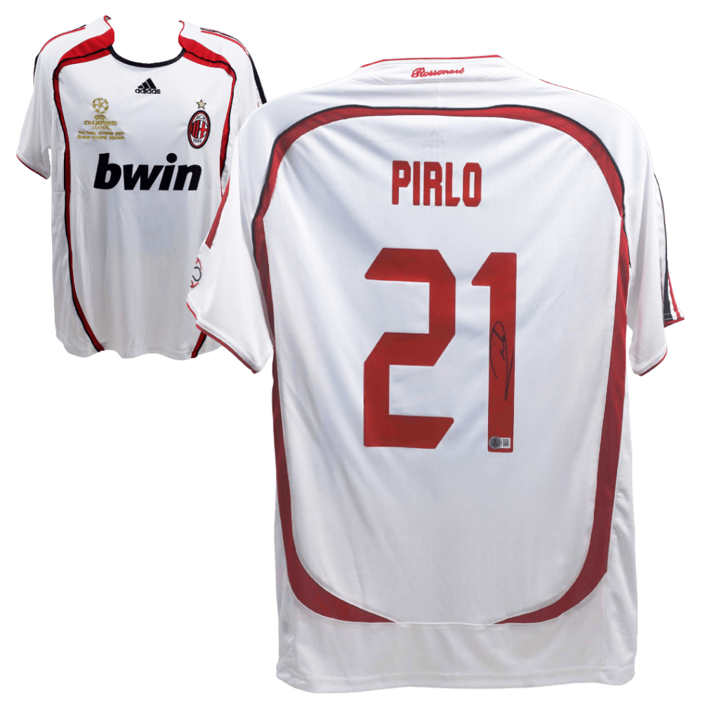 Andrea Pirlo Signed AC Milan UCL Final Soccer Jersey #21 – BECKETT COA