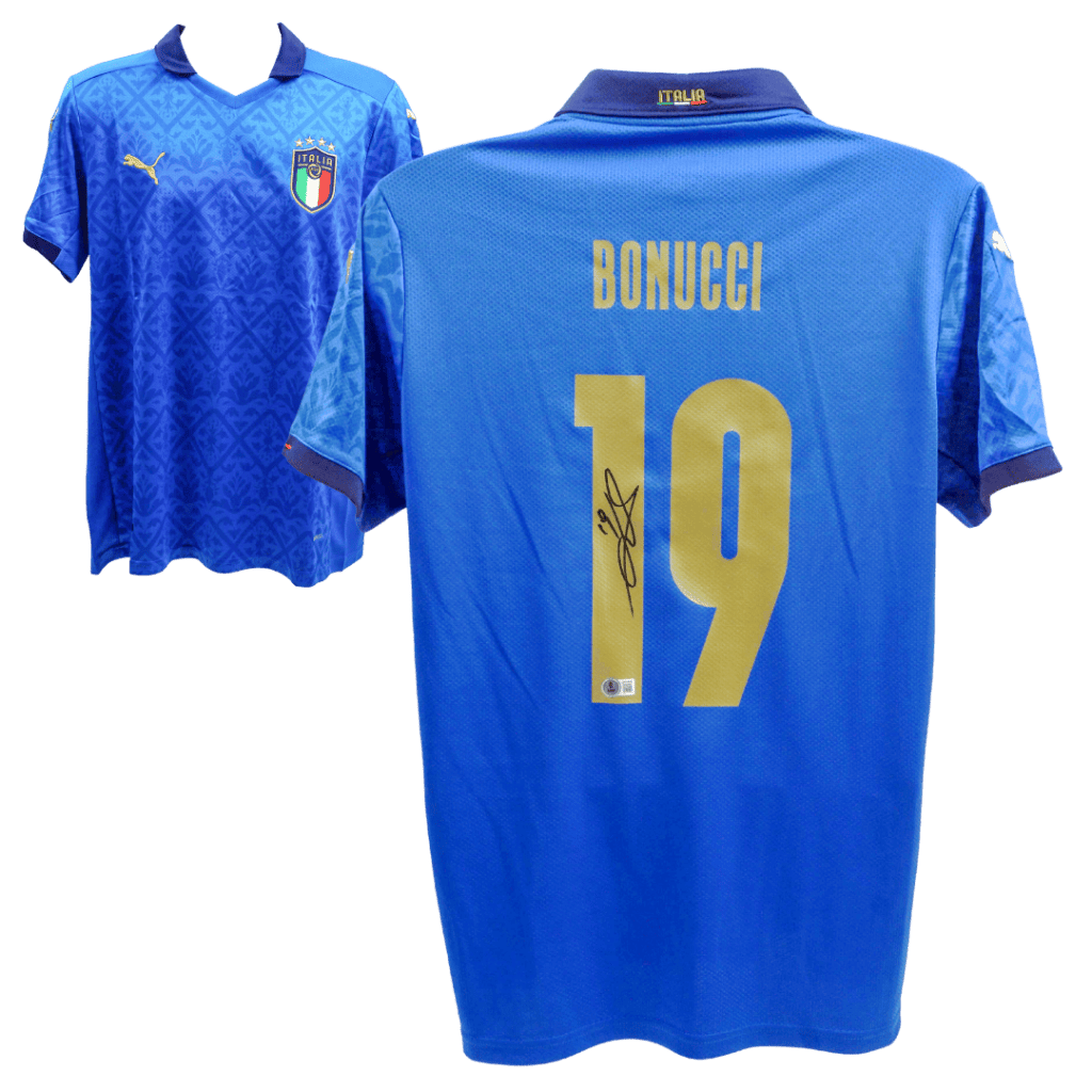 Leonardo Bonucci Signed Italy National Home Soccer Jersey #19 – BECKETT COA