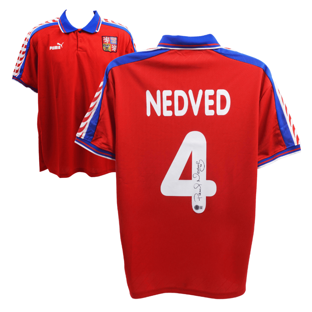 Pavel Nedved Signed Czech Republic National Home Soccer Jersey #4 – BECKETT COA