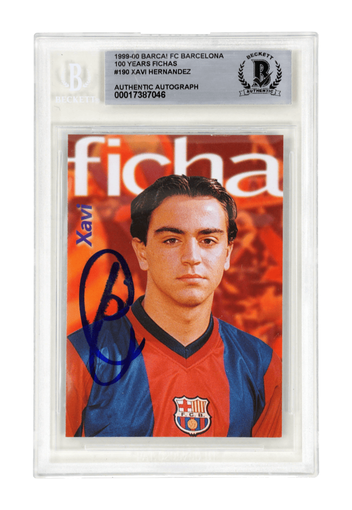 Xavi Hernandez Signed 1999-00 Panini Barca 100 Years Fichas #190 – BGS AUTHENTIC