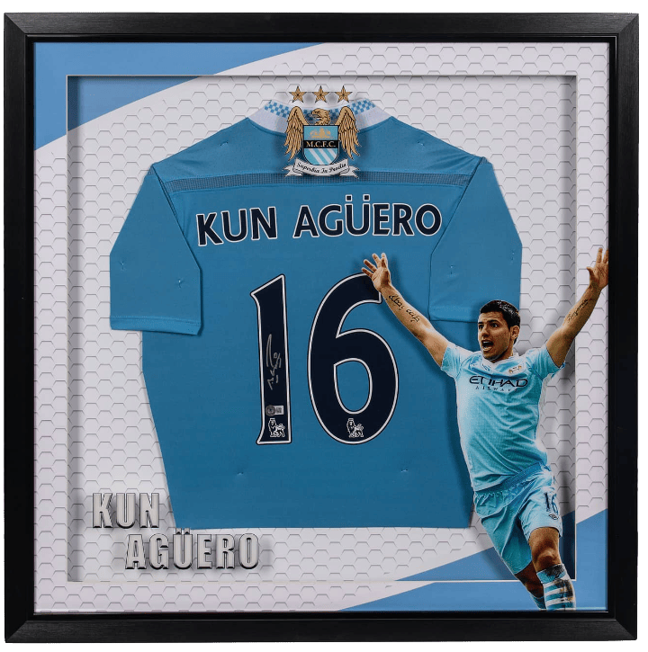 Sergio Aguero Signed Man City Jersey in LED 3D Custom Frame – BECKETT COA