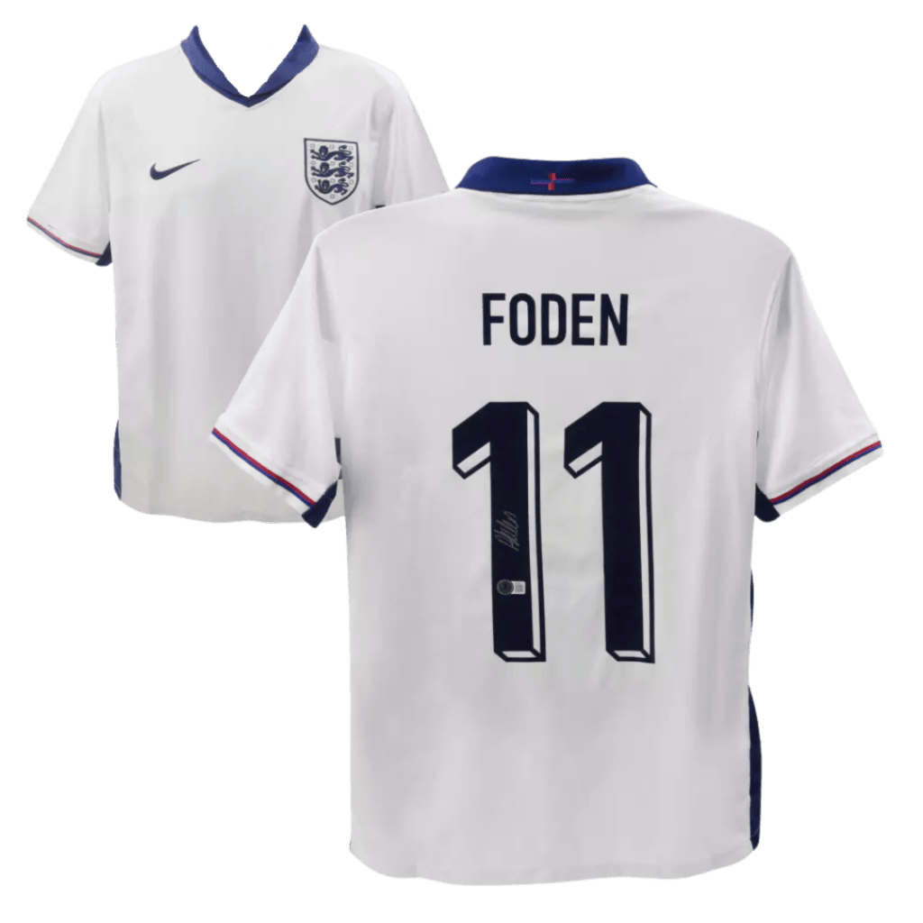 Phil Foden Signed England National Home Soccer Jersey #11 – Beckett COA