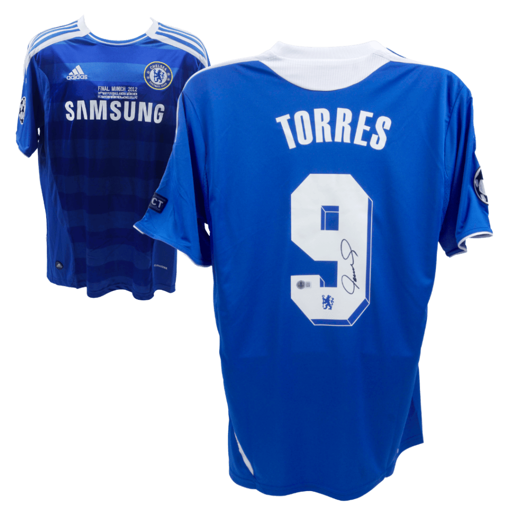 Fernando Torres Signed Chelsea 2012 UCL Final Soccer Jersey #9 – Beckett COA