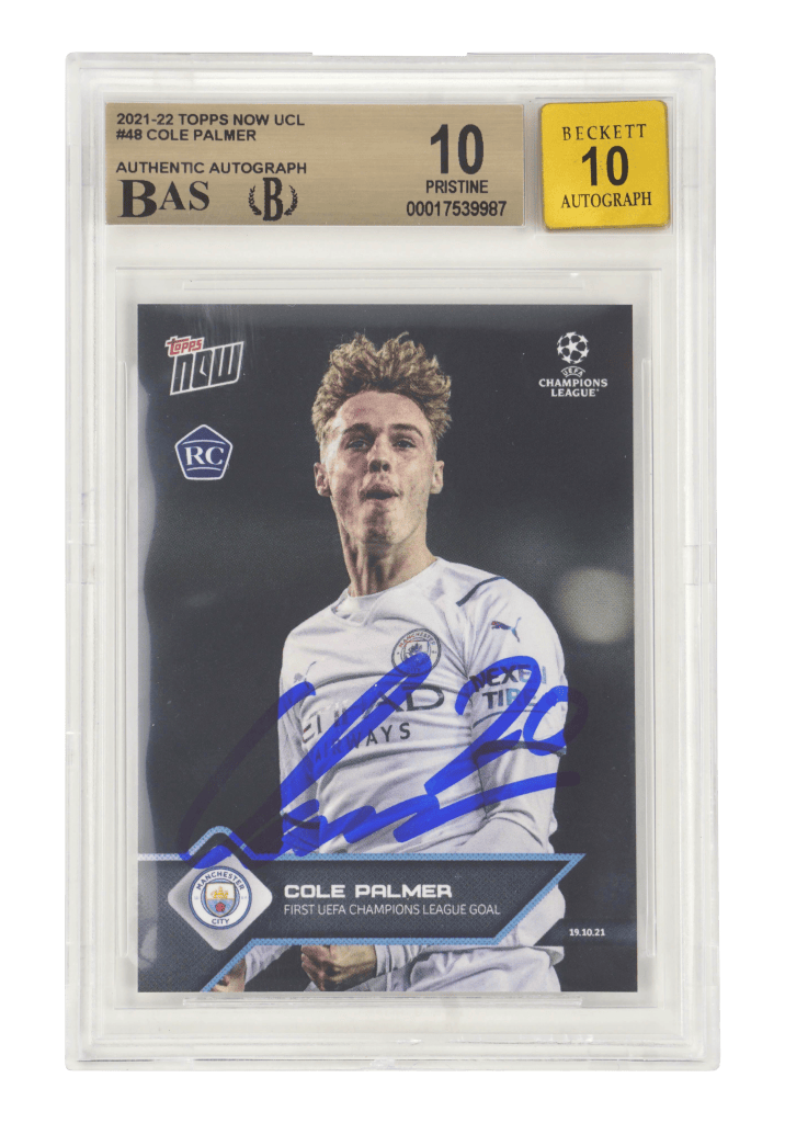 Cole Palmer Signed 2021-22 Topps Now UCL #48 Rookie Card – BGS 10 AUTO 10