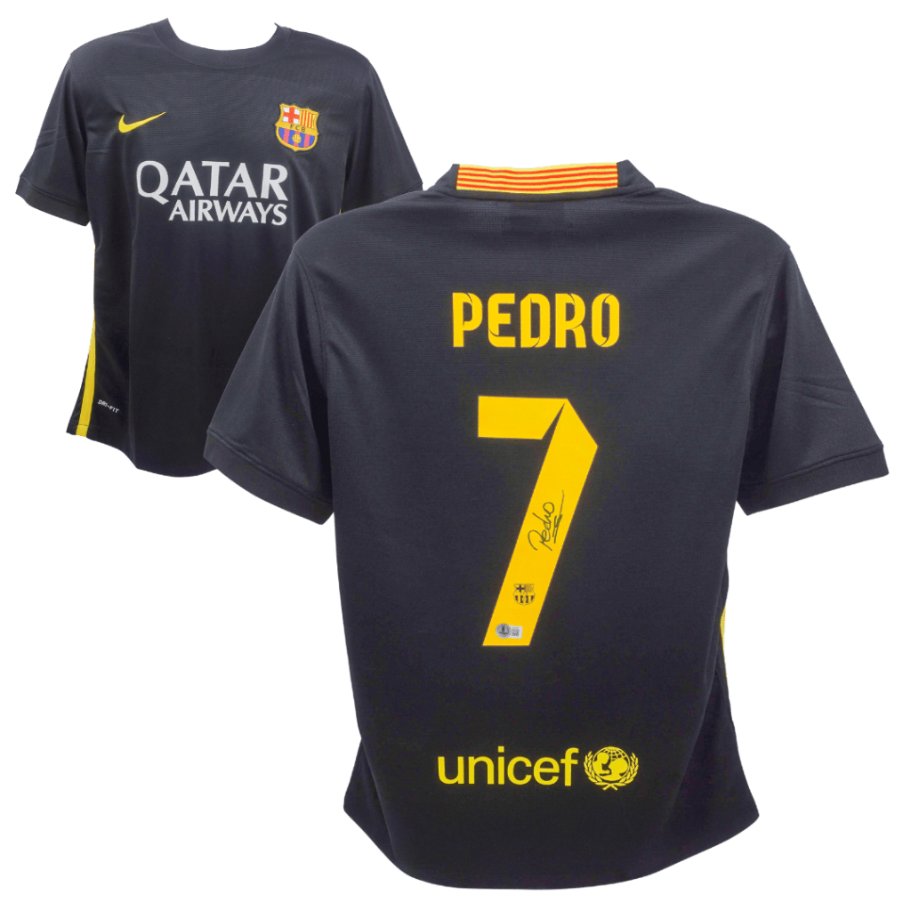 Pedro Signed Barcelona Away Soccer Jersey #7 with Beckett COA