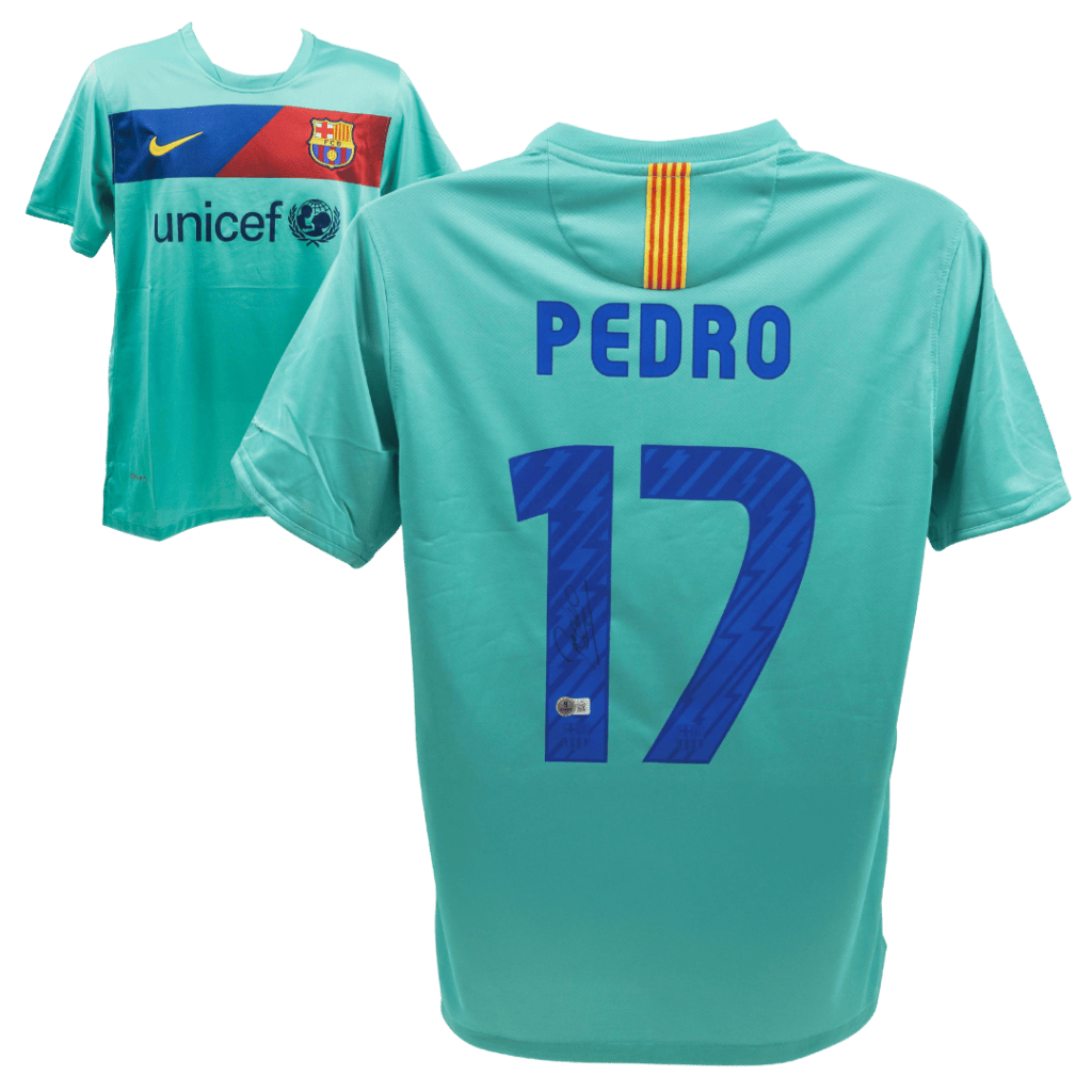 Pedro Signed Barcelona Away Soccer Jersey #17 with Beckett COA