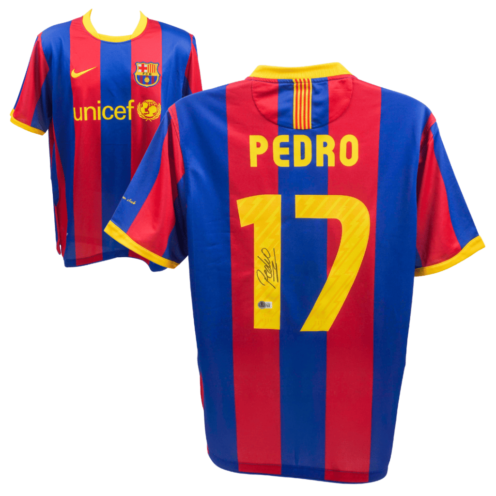 Pedro Signed Barcelona Home Soccer Jersey #17 with Beckett COA