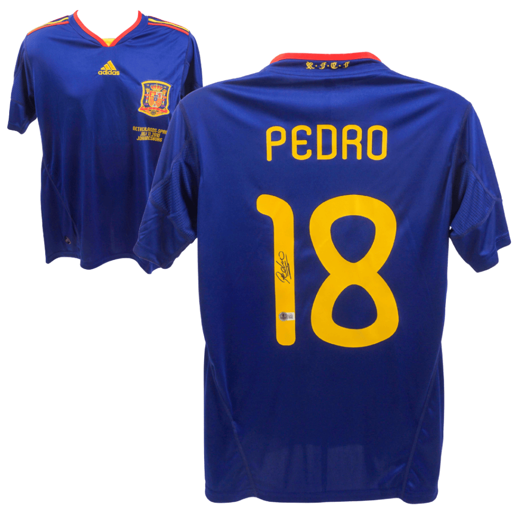 Pedro Signed Spain National Away Soccer Jersey #18 with Beckett COA