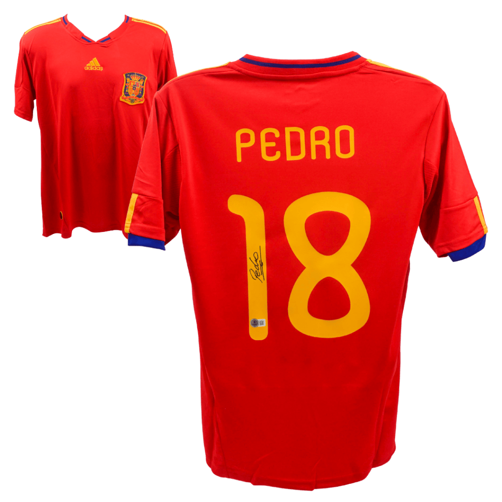 Pedro Signed Spain National Home Soccer Jersey #18 with Beckett COA