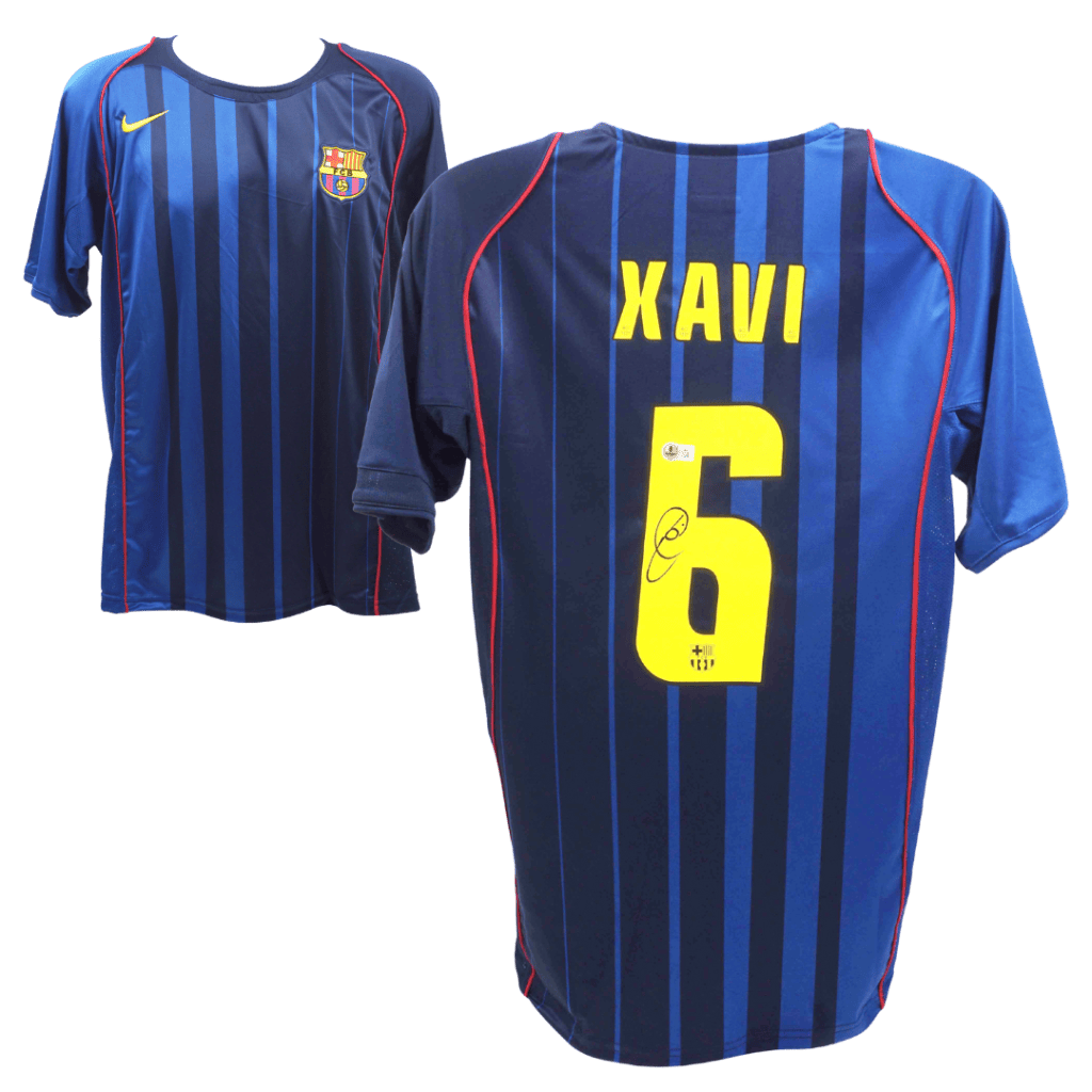 Xavi Hernandez Signed FC Barcelona Away Soccer Jersey #6 with Beckett COA