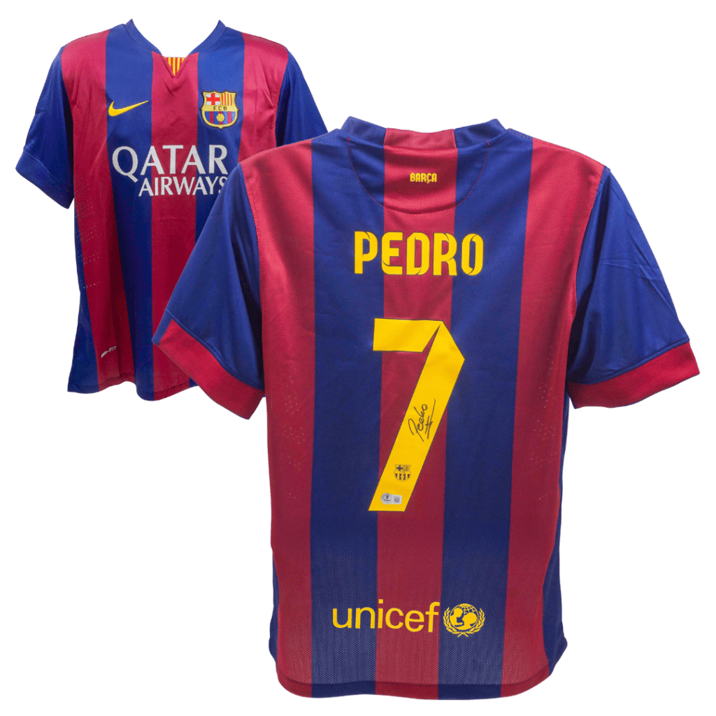 Pedro Signed Barcelona Home Soccer Jersey #7 with Beckett COA