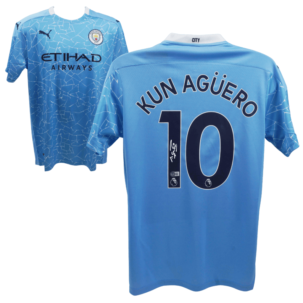 Sergio Aguero Signed Manchester City Home Soccer Jersey #10 – BECKETT COA