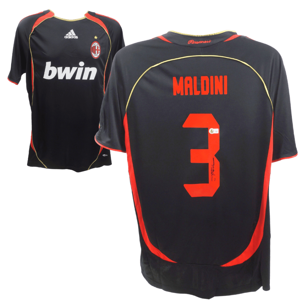 Paolo Maldini Signed AC Milan Away Soccer Jersey #3 – BECKETT WITNESS