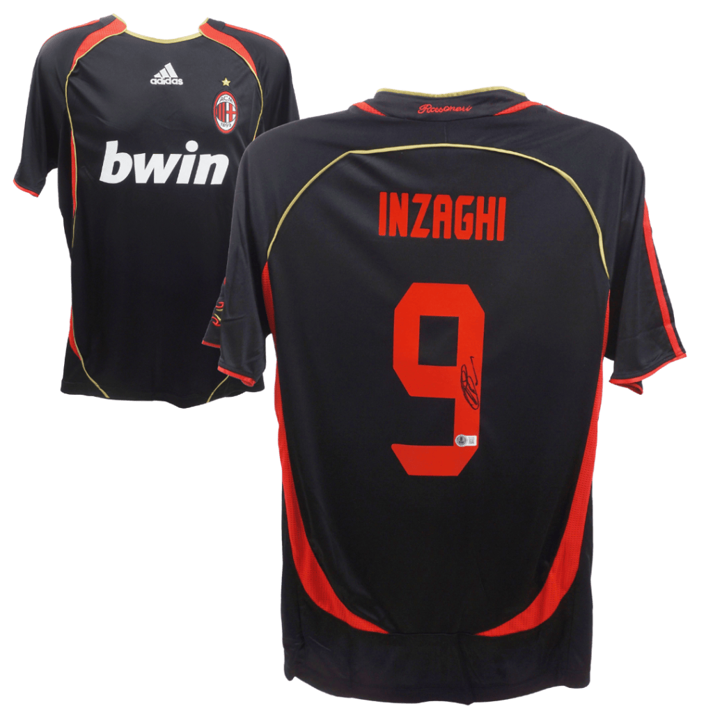 Filippo Inzaghi Signed AC Milan Away Soccer Jersey #9 – BECKETT WITNESS