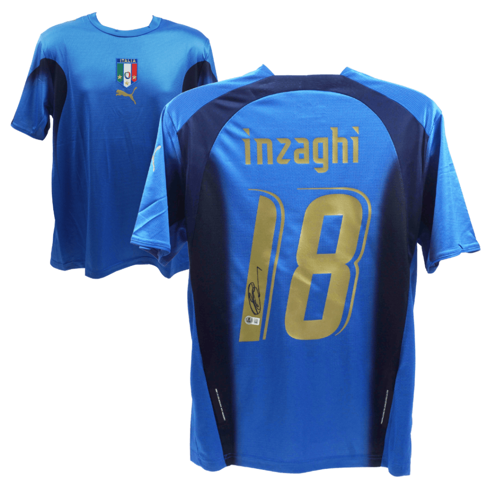 Filippo Inzaghi Signed Italy National Home Soccer Jersey #18  – BECKETT WITNESS