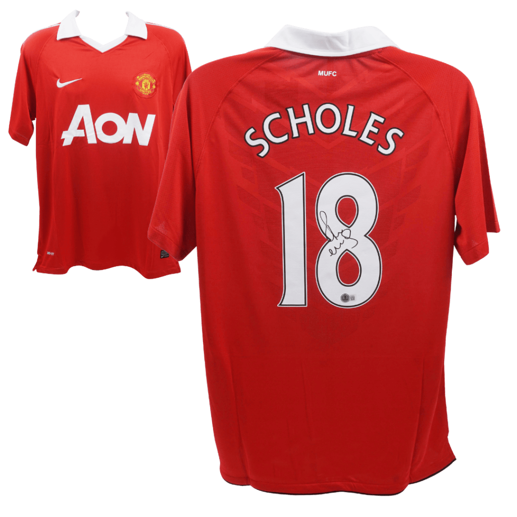 Paul Scholes Signed Manchester United Home Soccer Jersey #18 – BECKETT COA