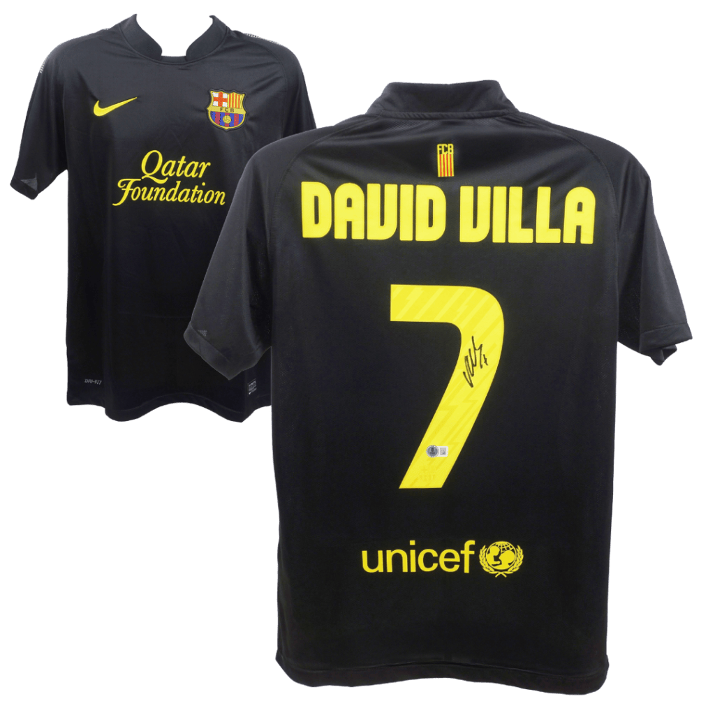 David Villa Signed Barcelona Away Soccer Jersey #7 – BECKETT WITNESS