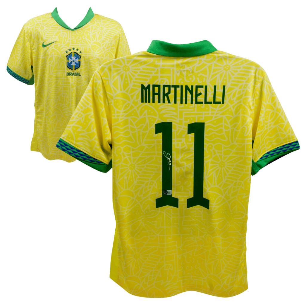 Gabriel Martinelli Signed Brazil Home Soccer Jersey #11 with Beckett COA