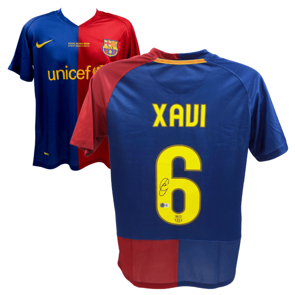 Xavi Hernandez Signed Barcelona 2009 UCL Final Soccer Jersey #6 with Beckett COA