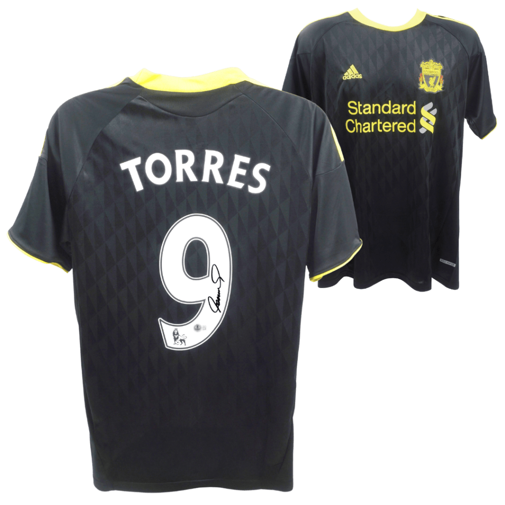 Fernando Torres Signed Liverpool Away Soccer Jersey #9 – BECKETT COA