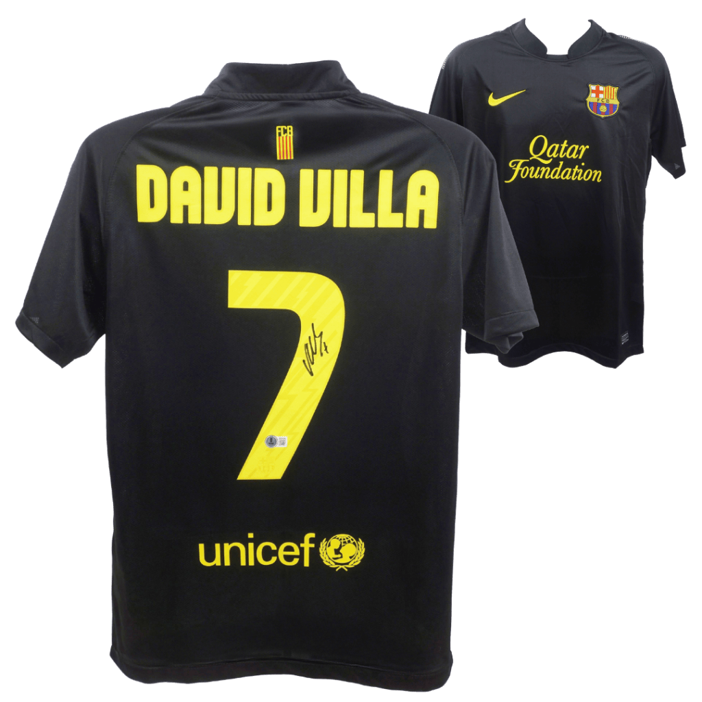 David Villa Signed Barcelona Away Soccer Jersey #7 – BECKETT WITNESS